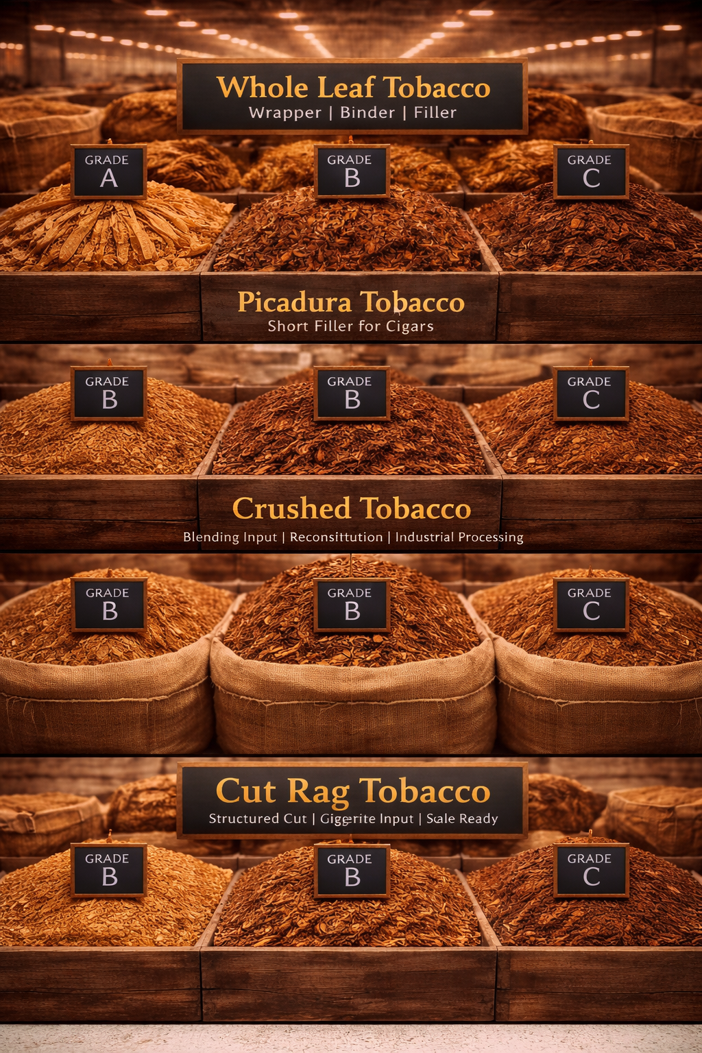 Raw tobacco materials grading and processing